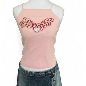 Miss Sixty Pink “Kiss Me” Y2K Cami Top Made in Italy Pink Print